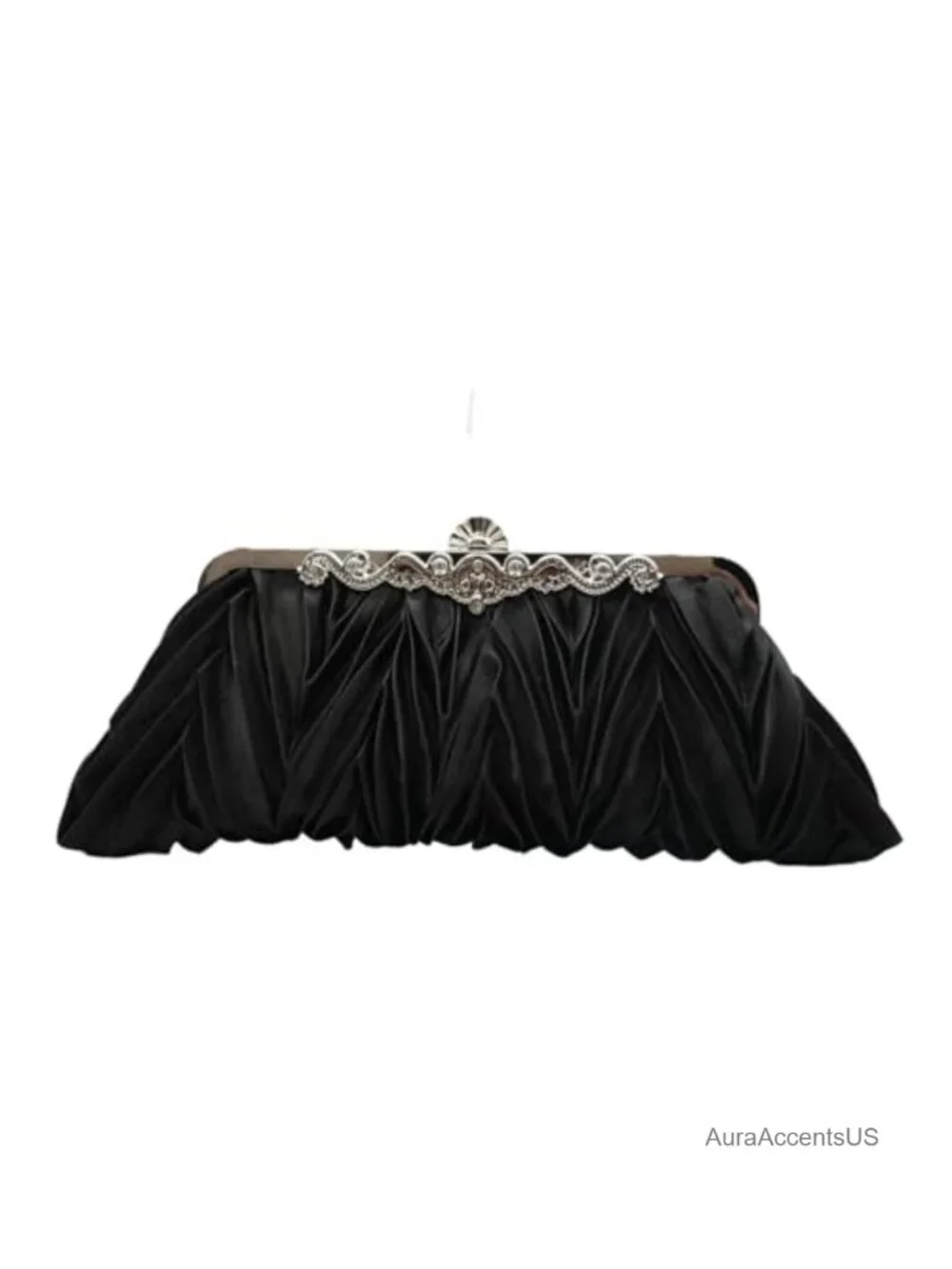 Satin Rhinestone Evening Clutch Purse with Chain
